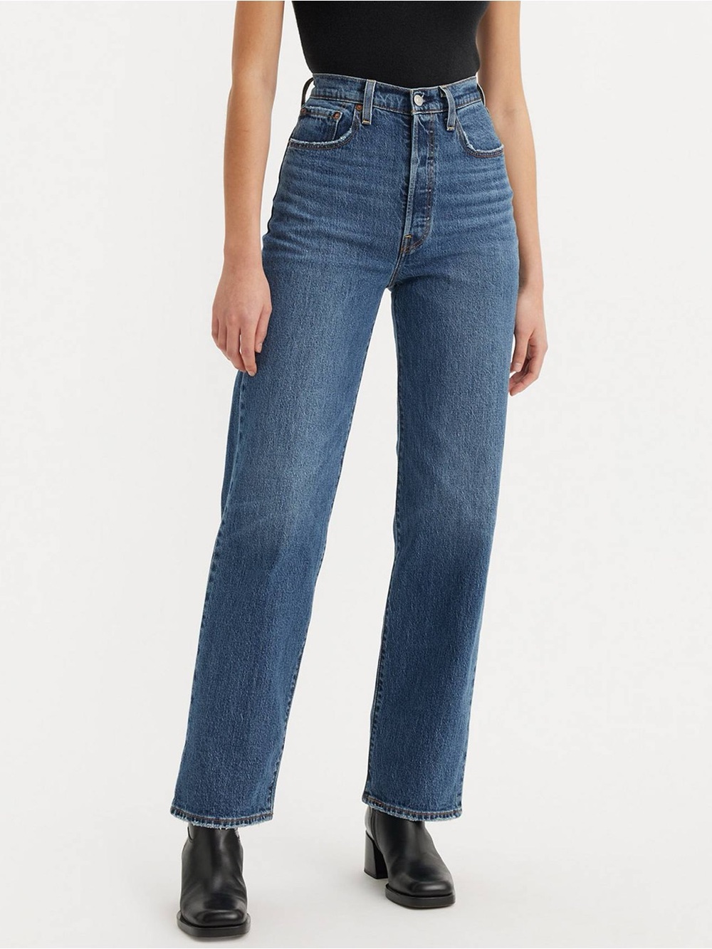 Levi’s Ribcage Straight Ankle Jeans Size 29 High Rise Button Fly Medium Wash